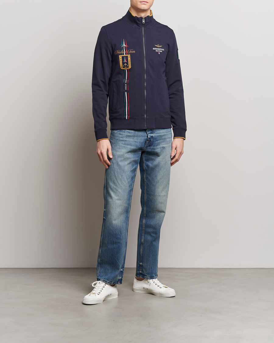 Homme | Pulls Et Tricots | Aeronautica Militare | Full Zip Tricolori Sweater Navy