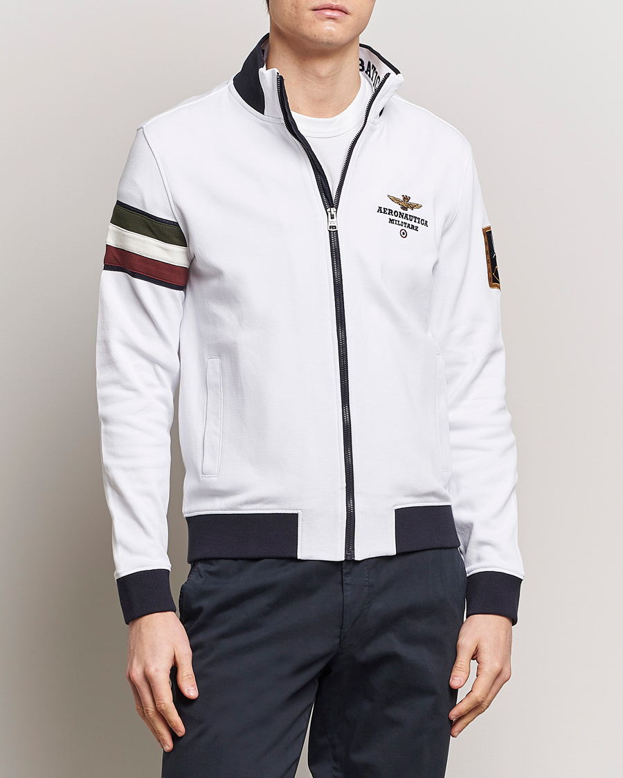 Homme | Soldes -30% | Aeronautica Militare | Full Zip Tricolori Sweater Off White