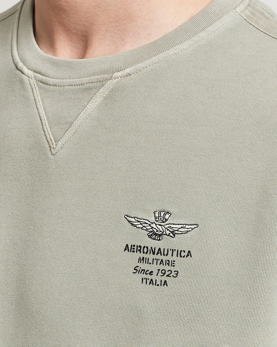 Homme | Pulls Et Tricots | Aeronautica Militare | Washed Crew Neck Sweatshirt Sage Green