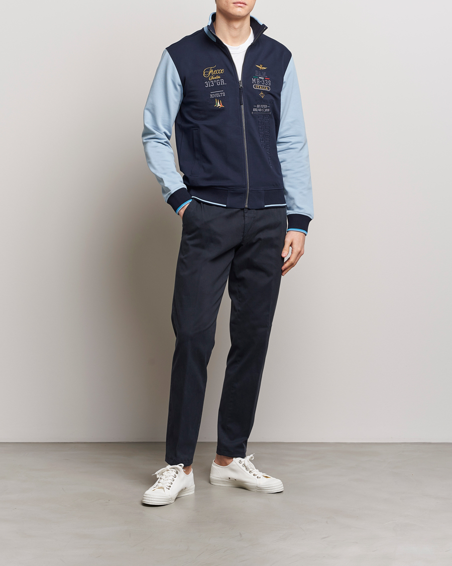 Homme | Pulls Et Tricots | Aeronautica Militare | Full Zip Sweater Navy/Glacier Blue