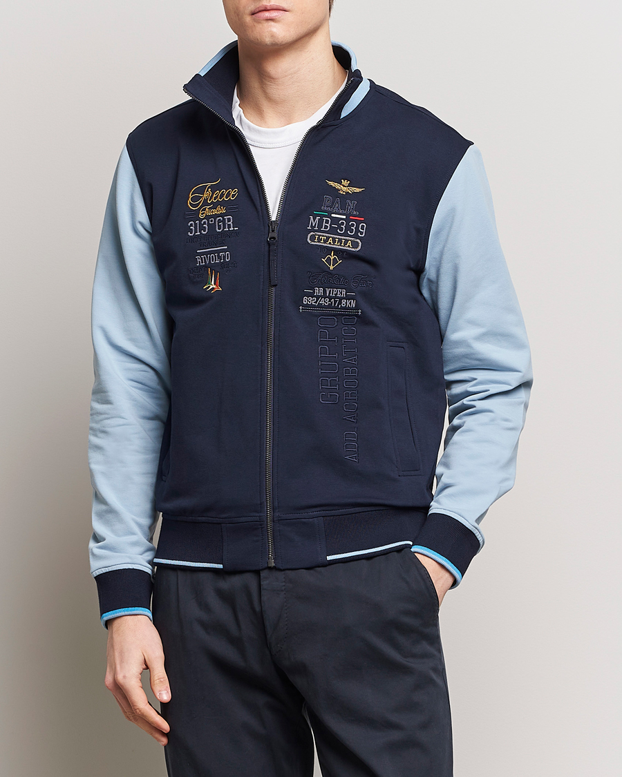 Homme | Vêtements | Aeronautica Militare | Full Zip Sweater Navy/Glacier Blue