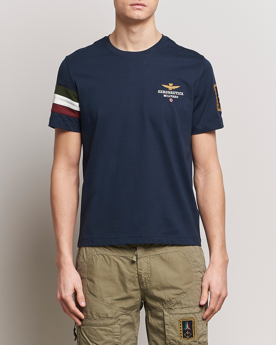 Homme | Soldes | Aeronautica Militare | Tricolori Crew Neck T-Shirt Navy