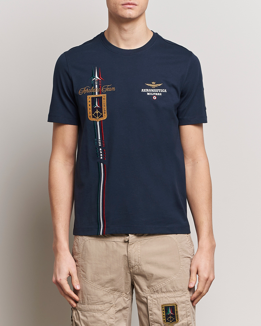 Homme | T-shirts À Manches Courtes | Aeronautica Militare | Tricolori Crew Neck T-Shirt Navy