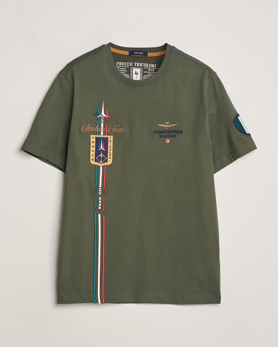 Homme | T-shirts | Aeronautica Militare | Tricolori Crew Neck T-Shirt Verde Green