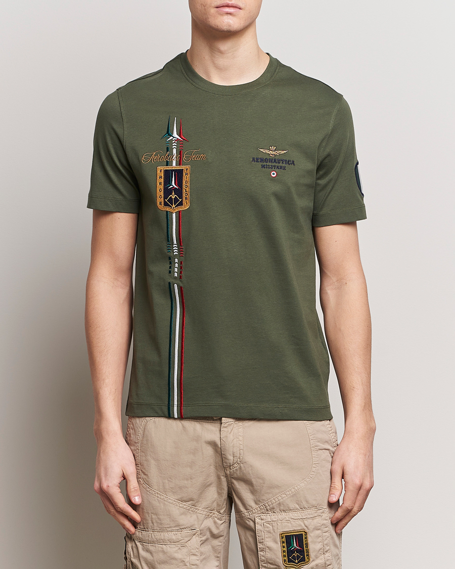 Homme | T-shirts | Aeronautica Militare | Tricolori Crew Neck T-Shirt Verde Green