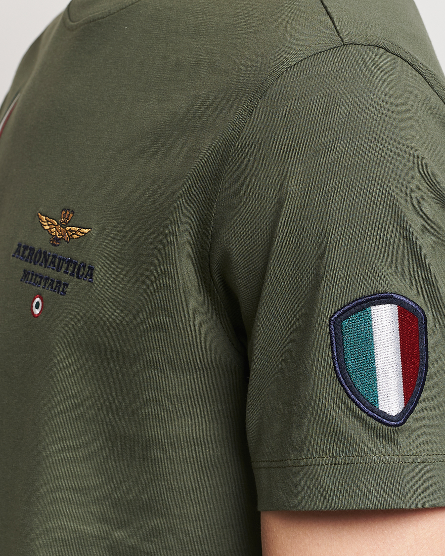 Homme | T-shirts | Aeronautica Militare | Tricolori Crew Neck T-Shirt Verde Green