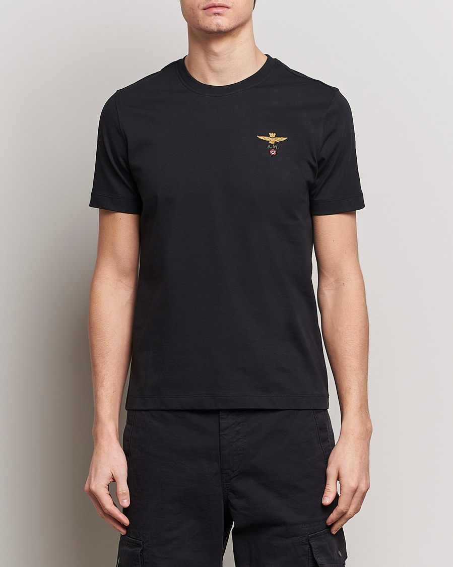 Homme | T-Shirts Noirs | Aeronautica Militare | TS1580 Crew Neck T-Shirt Jet Black