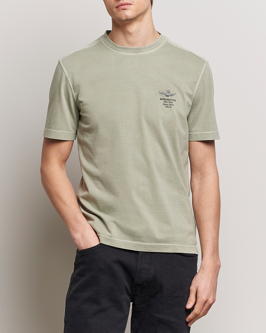 Homme | Soldes Vêtements | Aeronautica Militare | Washed Crew Neck T-Shirt Sage Green