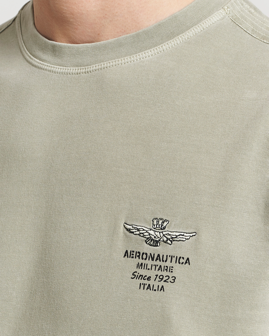 Homme | T-shirts | Aeronautica Militare | Washed Crew Neck T-Shirt Sage Green