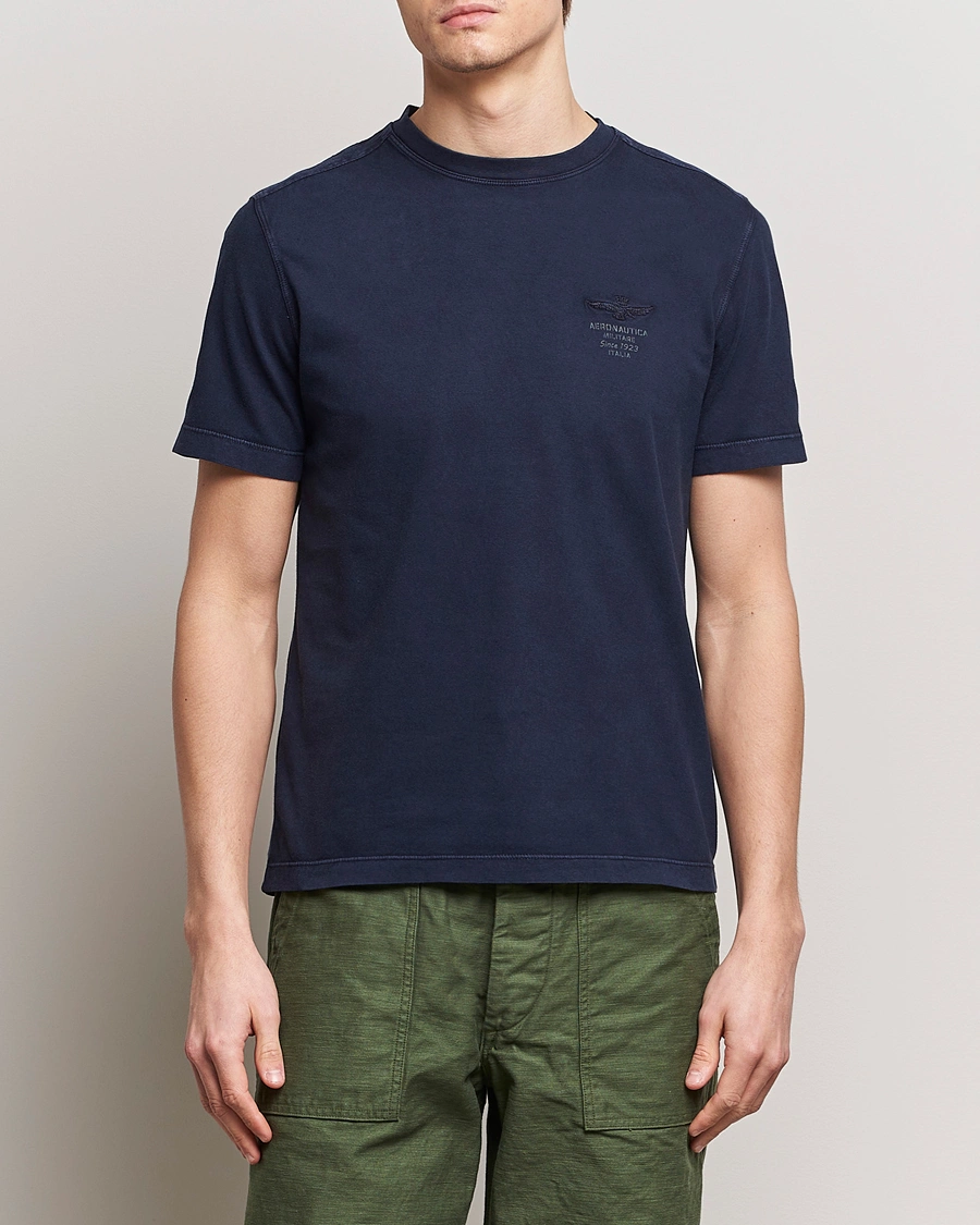 Homme | Soldes Vêtements | Aeronautica Militare | Washed Crew Neck T-Shirt Navy