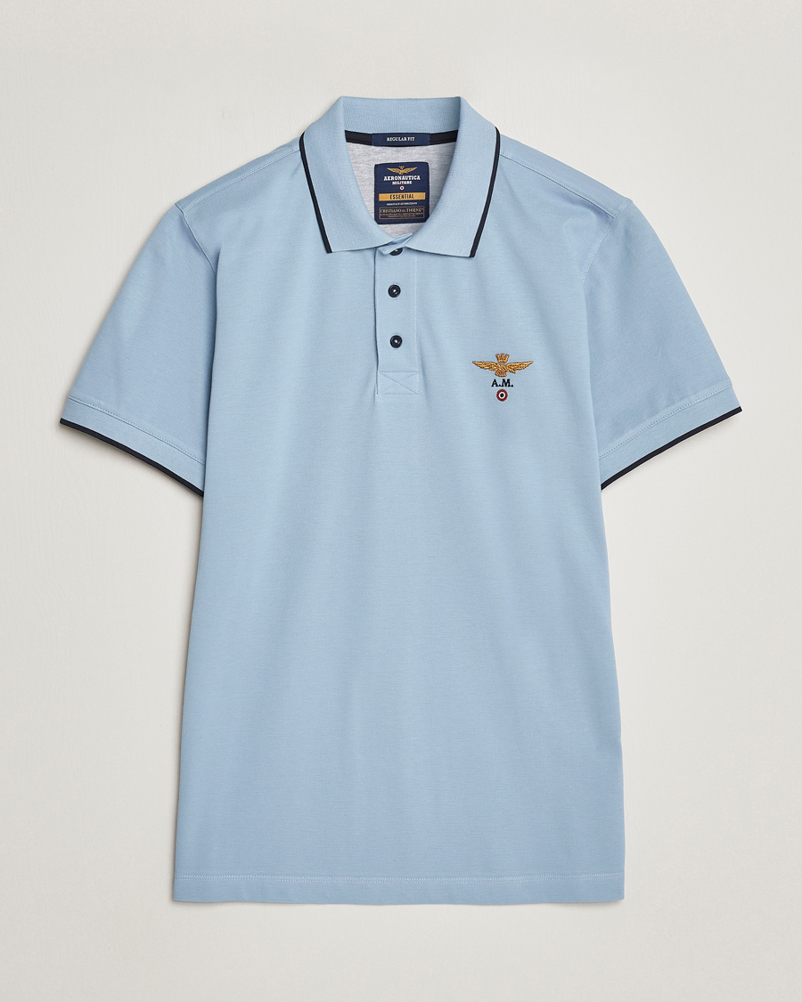 Homme | Polos | Aeronautica Militare | Garment Dyed Cotton Polo Glacier Blue