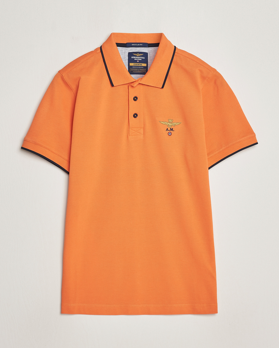 Homme | Polos | Aeronautica Militare | Garment Dyed Cotton Polo Carrot Orange