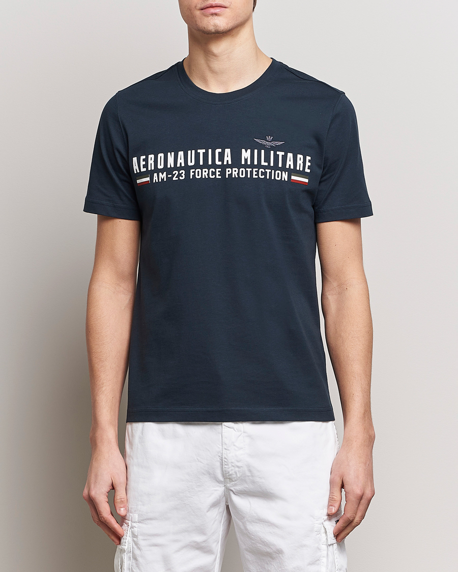 Homme | Soldes Vêtements | Aeronautica Militare | Logo Crew Neck T-Shirt Navy