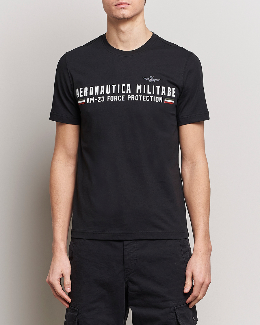 Homme | T-shirts À Manches Courtes | Aeronautica Militare | Logo Crew Neck T-Shirt Jet Black