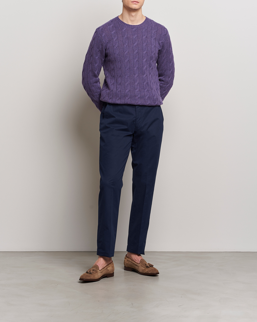 Homme | Pantalons | Ralph Lauren Purple Label | Cotton Poplin Trousers Spring Navy