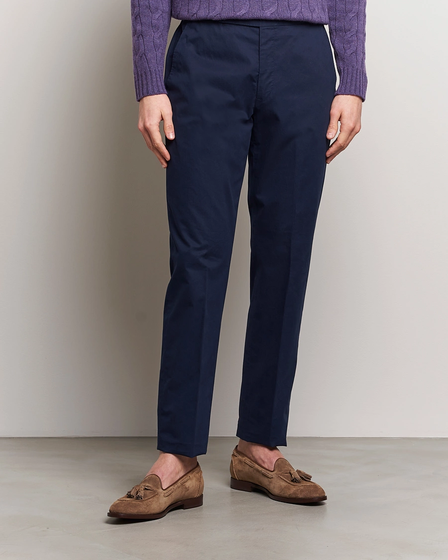 Homme |  | Ralph Lauren Purple Label | Cotton Poplin Trousers Spring Navy