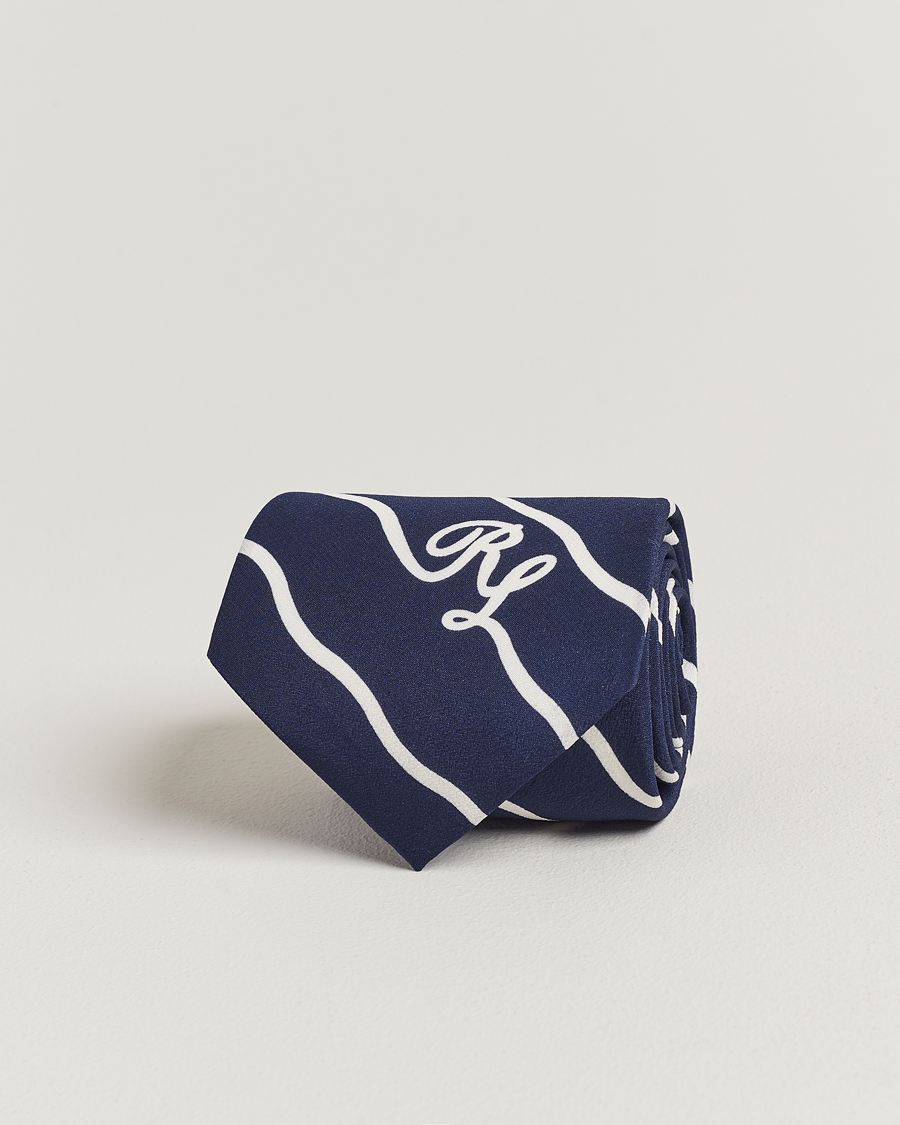 Homme | Ralph Lauren Purple Label Striped Silk Tie Navy/White | Ralph Lauren Purple Label | Striped Silk Tie Navy/White