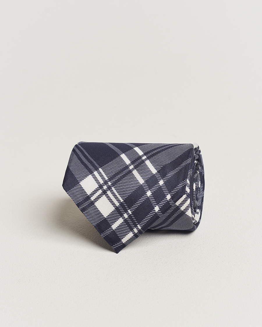 Homme | Ralph Lauren Purple Label Monocolor Plaid Silk Tie Navy | Ralph Lauren Purple Label | Monocolor Plaid Silk Tie Navy