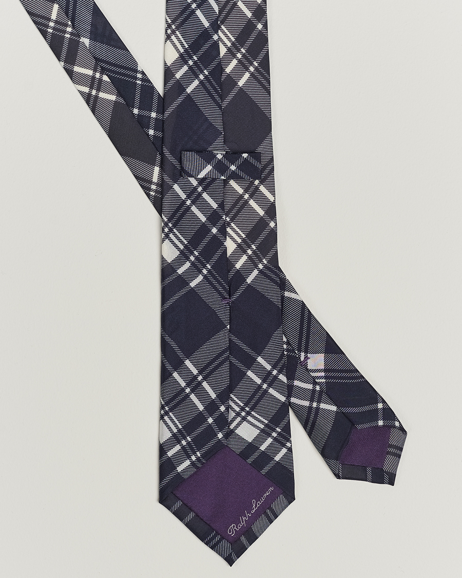 Homme | Ralph Lauren Purple Label Monocolor Plaid Silk Tie Navy | Ralph Lauren Purple Label | Monocolor Plaid Silk Tie Navy