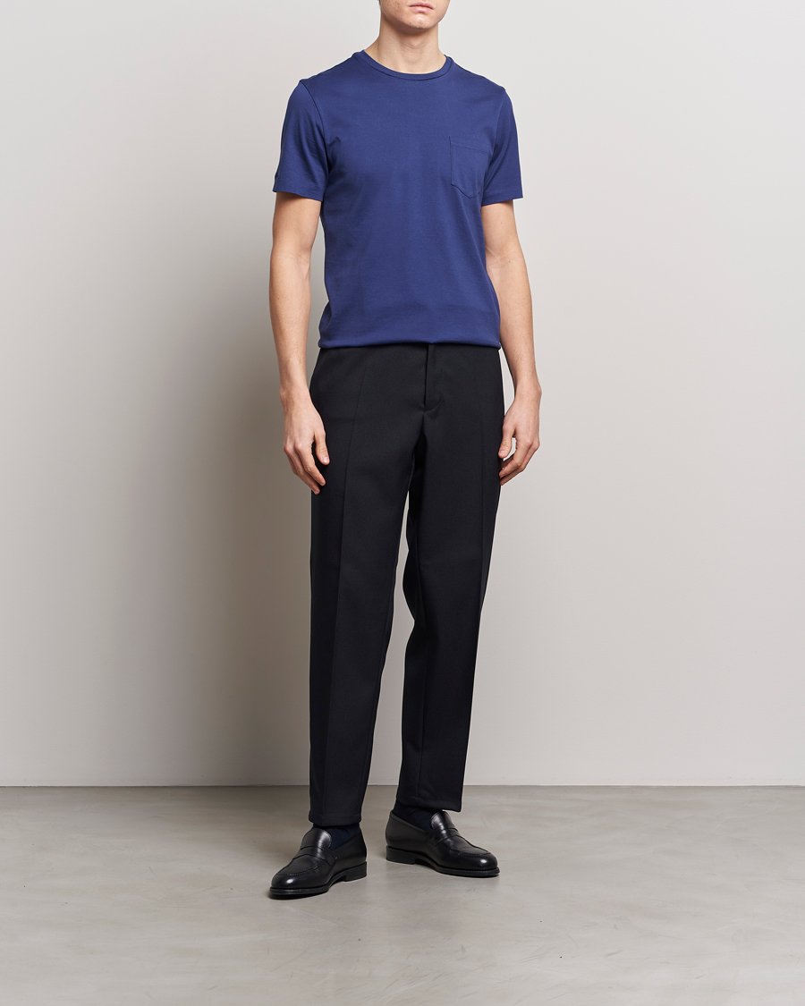 Homme | T-shirts | Ralph Lauren Purple Label | Garment Dyed Cotton T-Shirt Spring Navy