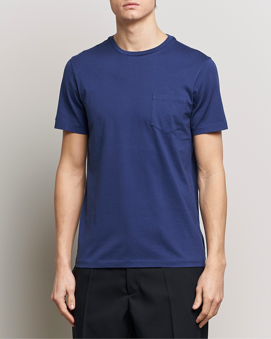 Homme | T-shirts À Manches Courtes | Ralph Lauren Purple Label | Garment Dyed Cotton T-Shirt Spring Navy