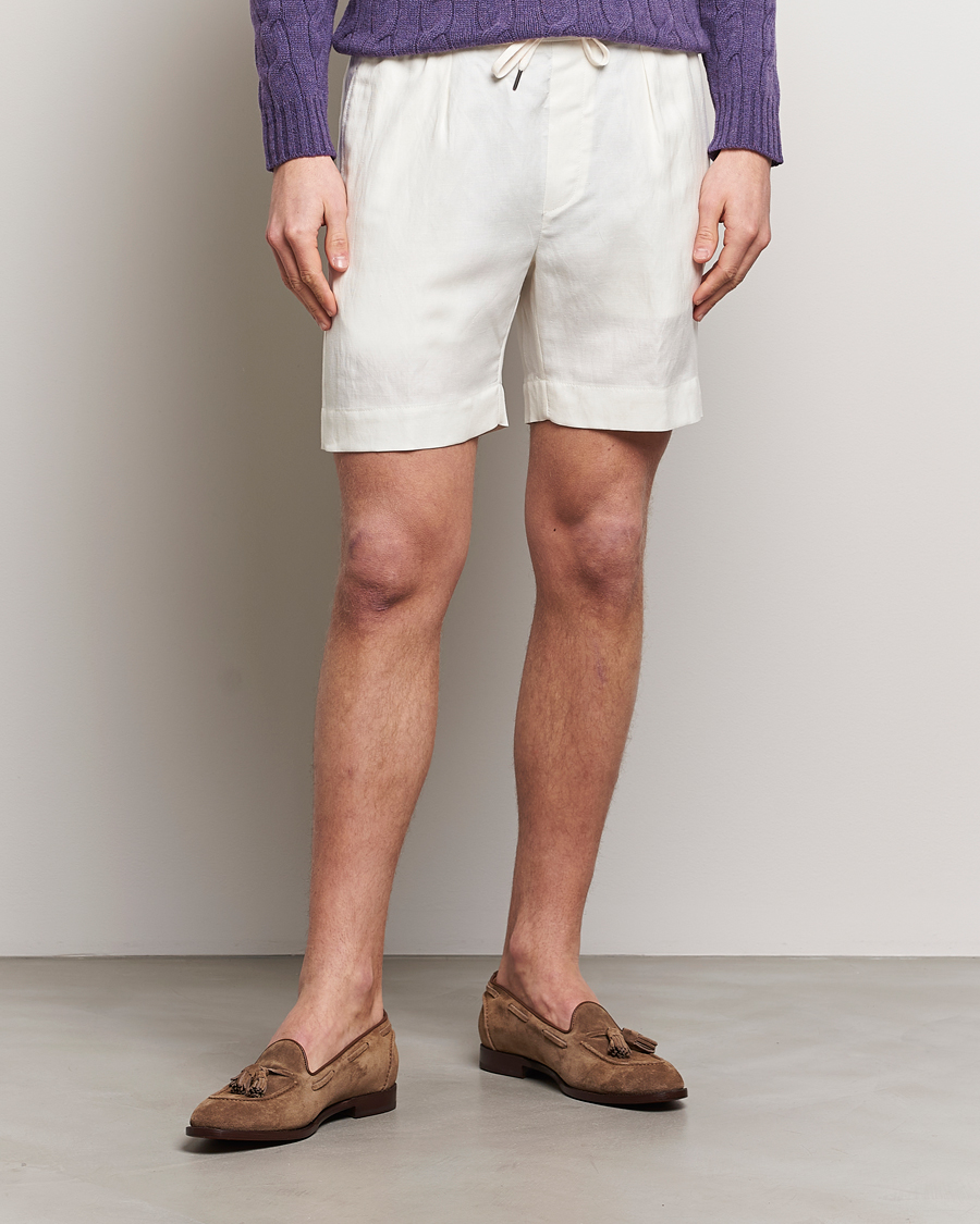 Homme |  | Ralph Lauren Purple Label | Linen/Silk Drawstring Shorts White