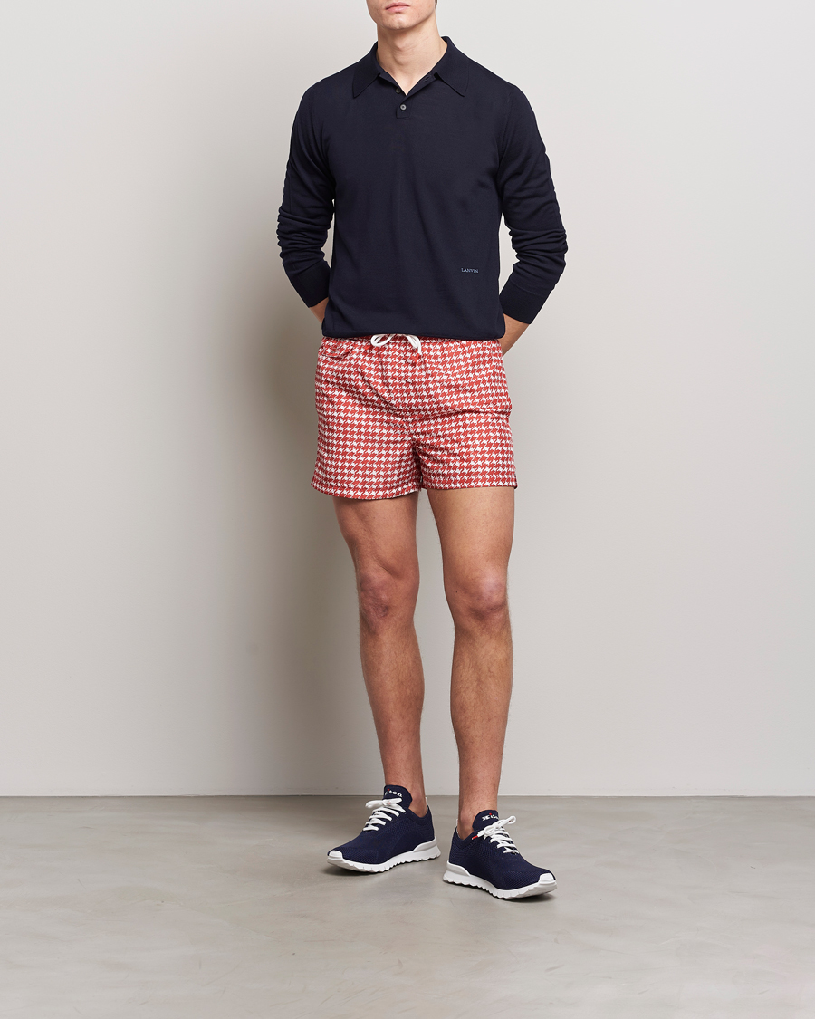 Homme | Maillots De Bain | Kiton | Printed Nylon Swim Shorts Red