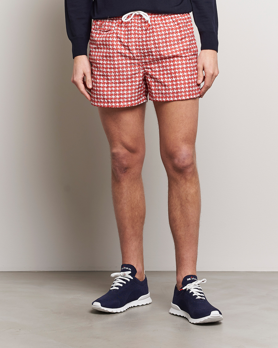 Homme | Maillots De Bain | Kiton | Printed Nylon Swim Shorts Red