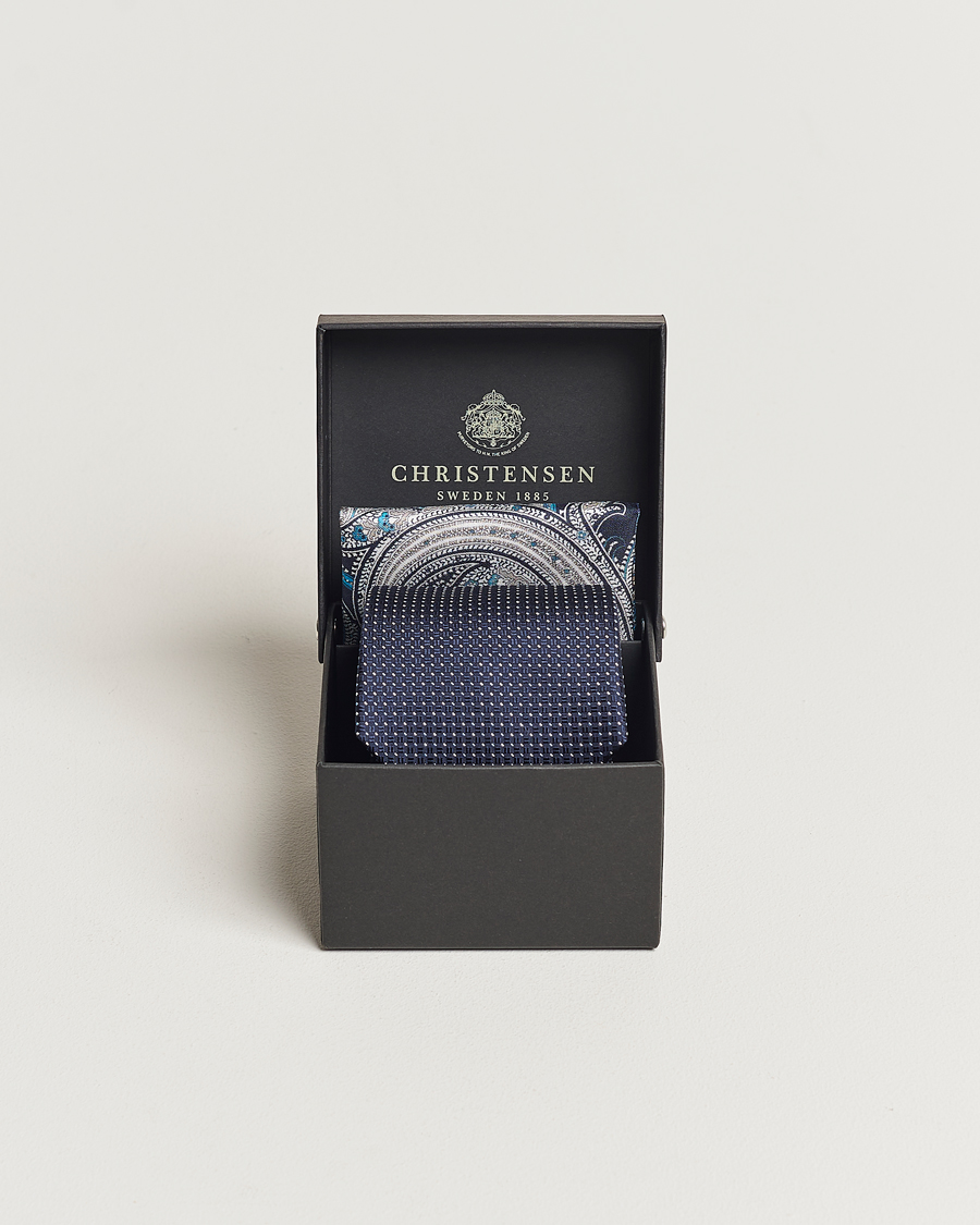 Homme | Amanda Christensen Box Set Silk Twill 8cm Tie With Pocket Square Navy | Amanda Christensen | Box Set Silk Twill 8cm Tie With Pocket Square Navy