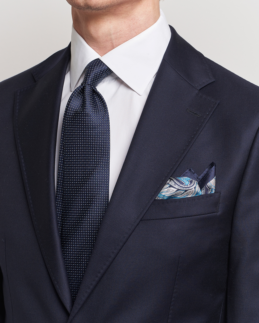 Homme |  | Amanda Christensen | Box Set Silk Twill 8cm Tie With Pocket Square Navy