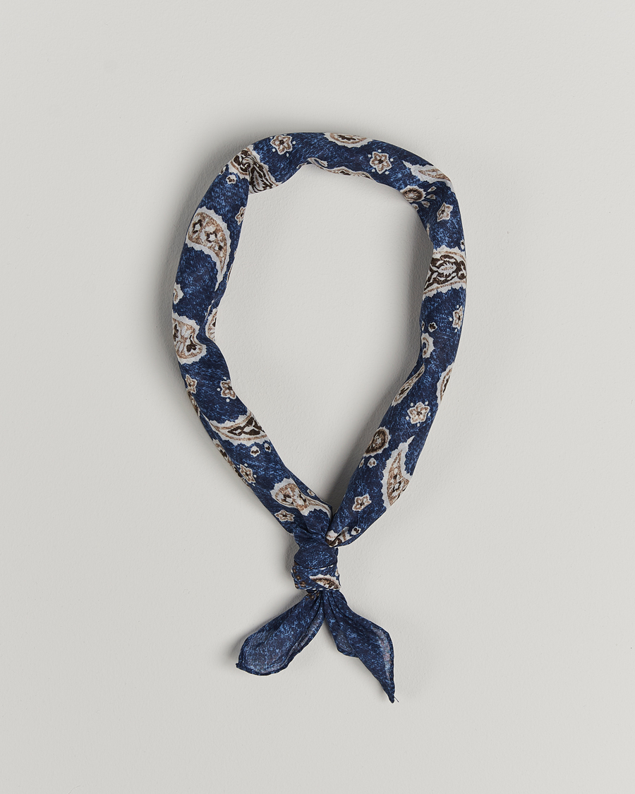 Homme | Amanda Christensen Cotton Voilé Printed Paisley Bandana Navy | Amanda Christensen | Cotton Voilé Printed Paisley Bandana Navy