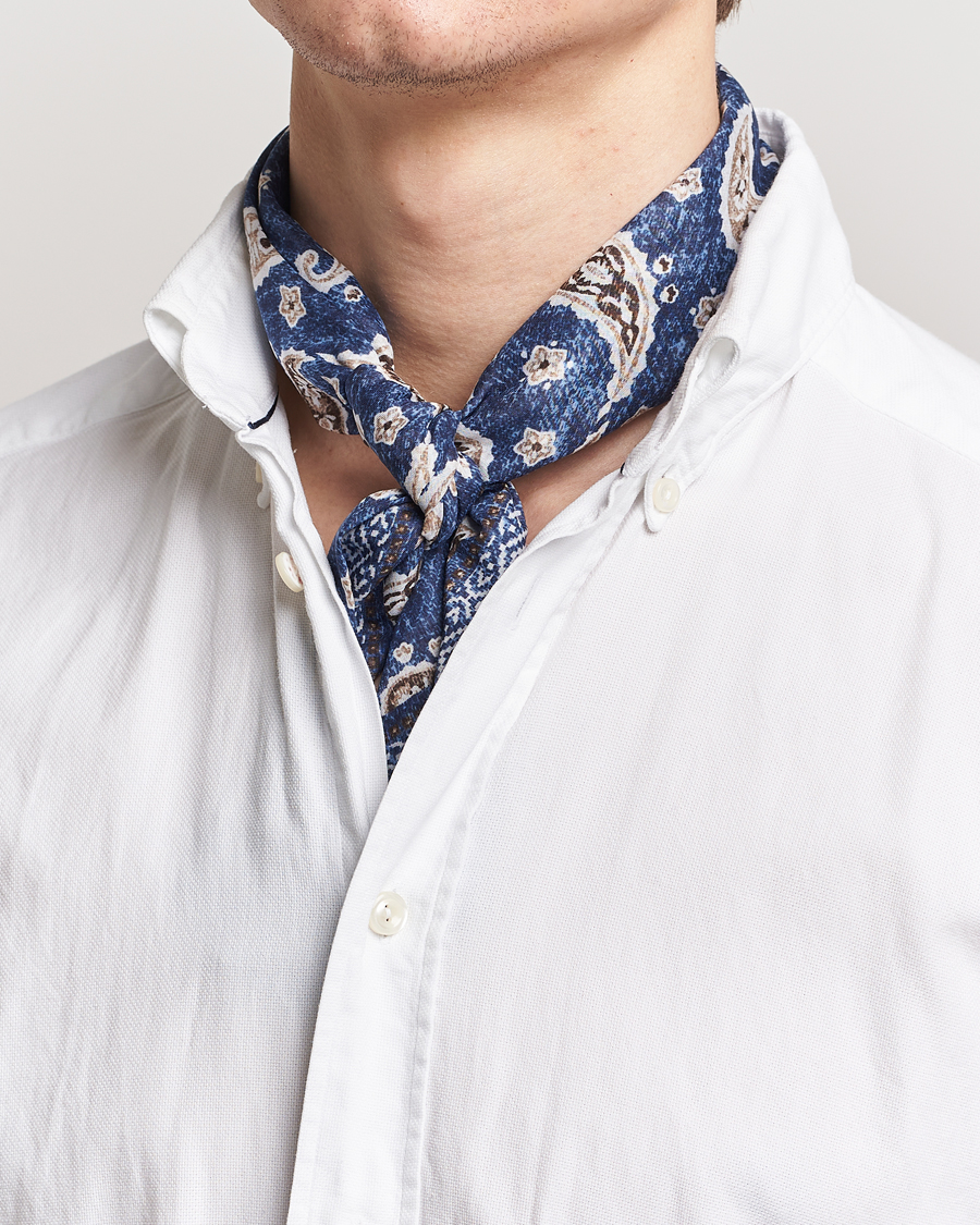 Homme | Amanda Christensen Cotton Voilé Printed Paisley Bandana Navy | Amanda Christensen | Cotton Voilé Printed Paisley Bandana Navy