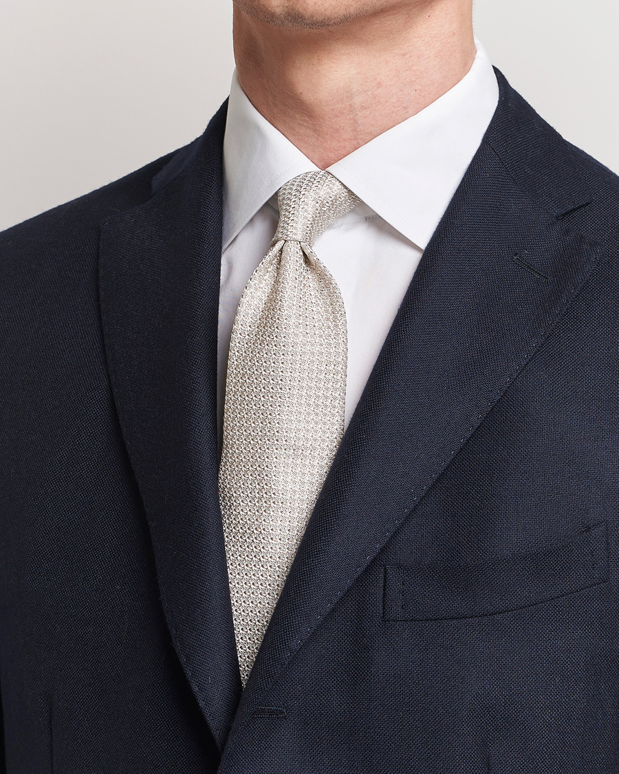 Homme | Cravates | Amanda Christensen | Silk Grenadine 8 cm Tie Beige