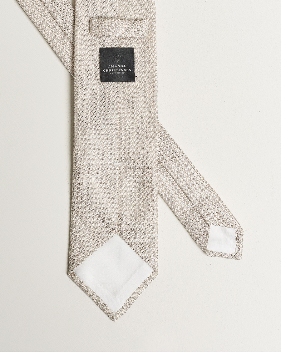 Homme | Cravates | Amanda Christensen | Silk Grenadine 8 cm Tie Beige