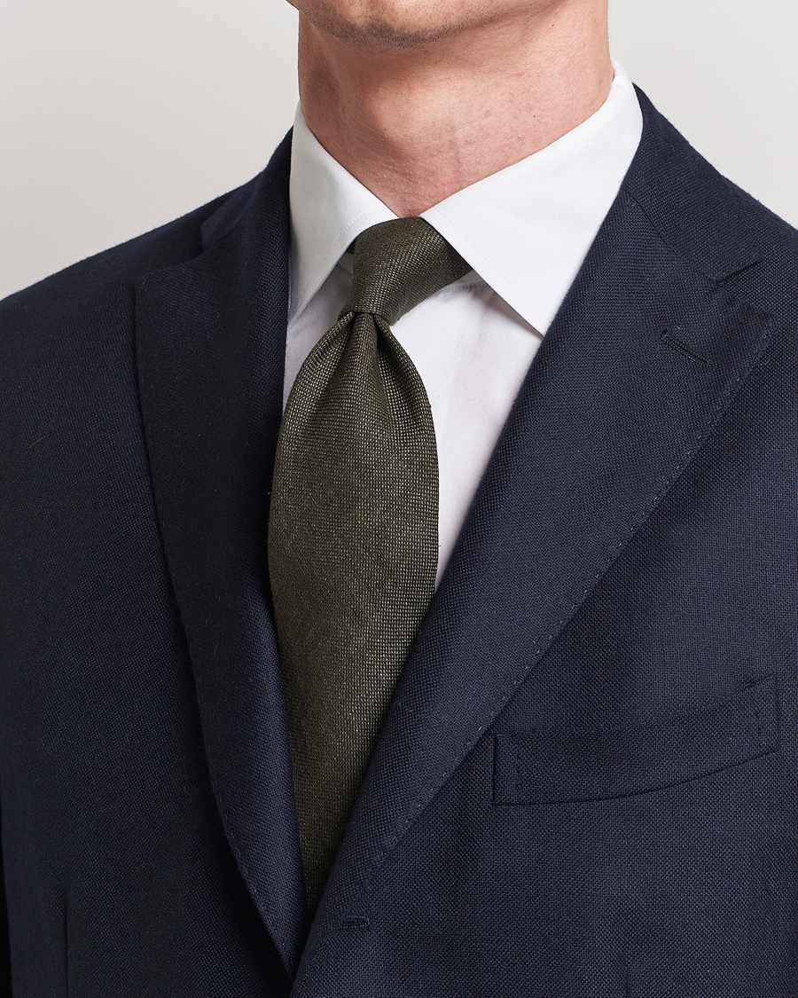 Homme | Cravates | Amanda Christensen | Amanda ChristensenHopsack Linen 8cm TieDark Olive