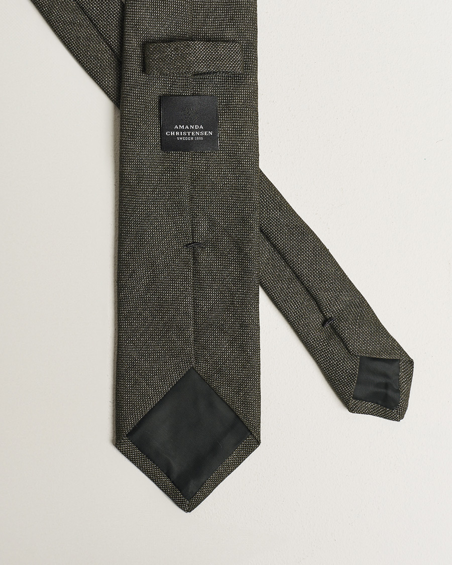 Homme | Cravates | Amanda Christensen | Amanda ChristensenHopsack Linen 8cm TieDark Olive