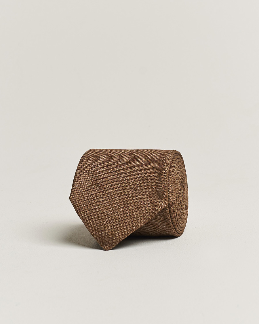 Homme | Amanda Christensen Hopsack Linen 8cm Tie Brown | Amanda Christensen | Hopsack Linen 8cm Tie Brown