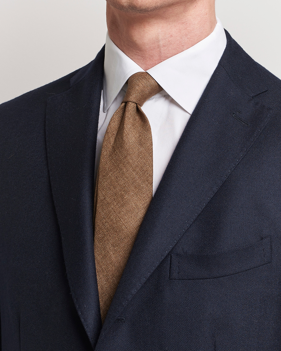 Homme | Cravates | Amanda Christensen | Hopsack Linen 8cm Tie Light Brown