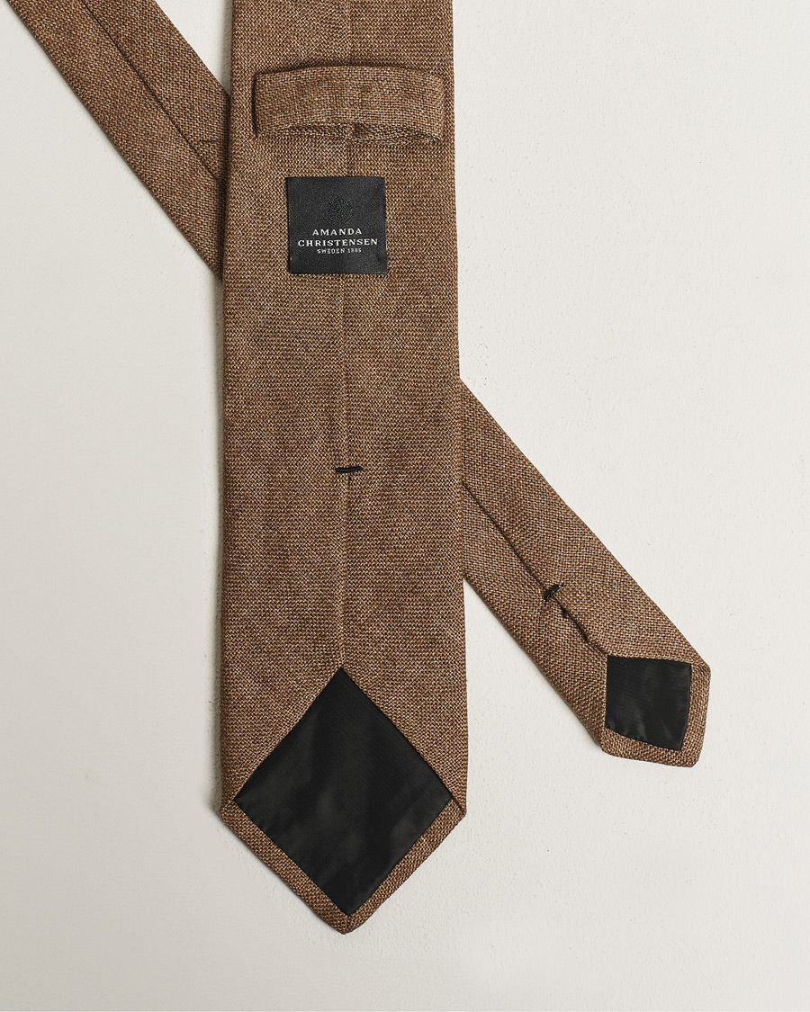 Homme | Amanda Christensen Hopsack Linen 8cm Tie Brown | Amanda Christensen | Hopsack Linen 8cm Tie Brown