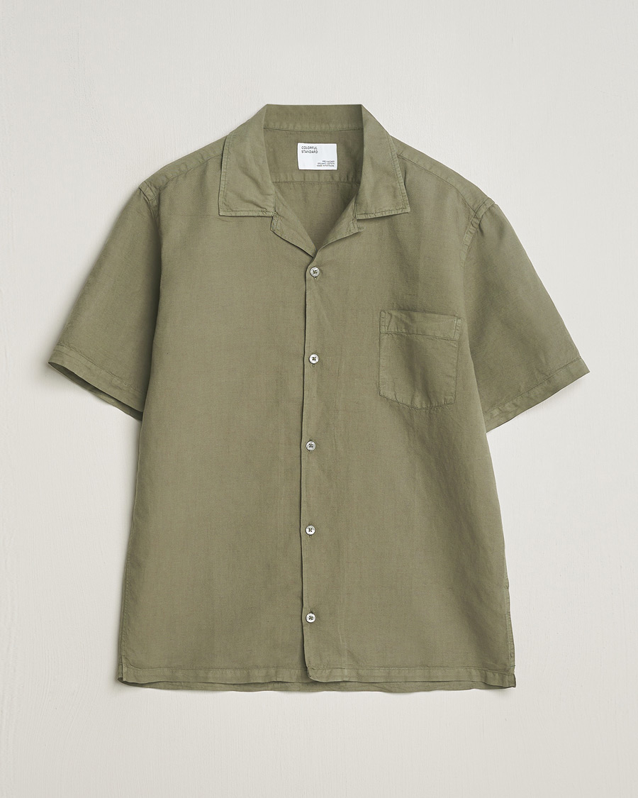 Homme | Chemises | Colorful Standard | Cotton/Linen Short Sleeve Shirt Dusty Olive