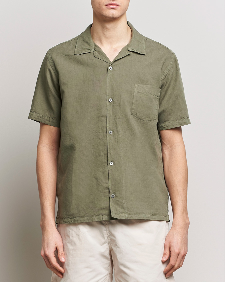 Homme |  | Colorful Standard | Cotton/Linen Short Sleeve Shirt Dusty Olive