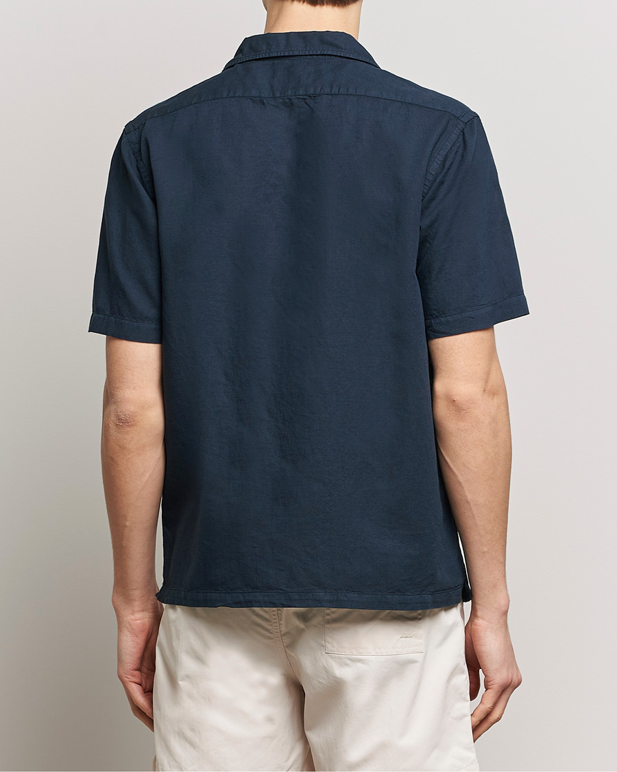 Homme | Chemises | Colorful Standard | Cotton/Linen Short Sleeve Shirt Navy Blue