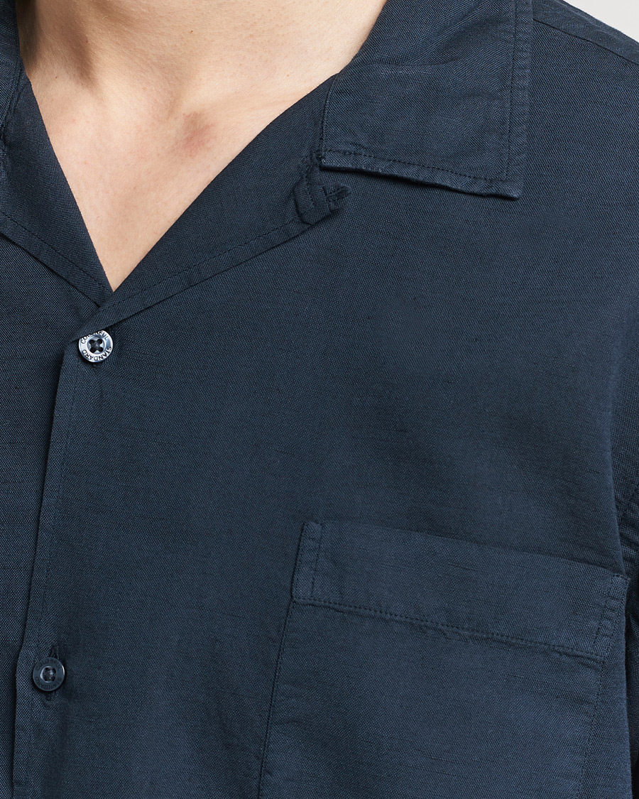 Homme | Chemises | Colorful Standard | Cotton/Linen Short Sleeve Shirt Navy Blue