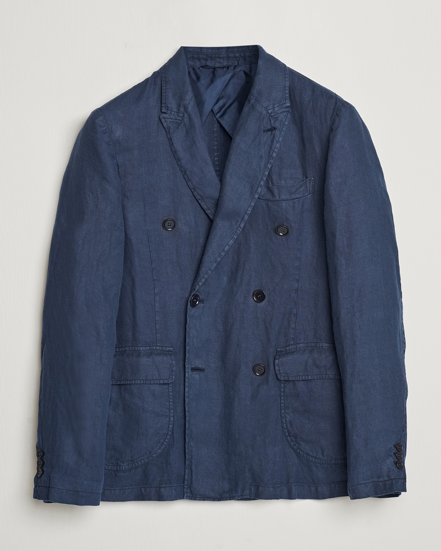 Homme | Blazers | Aspesi | Sugimoto Double Breasted Hemp Blazer Navy