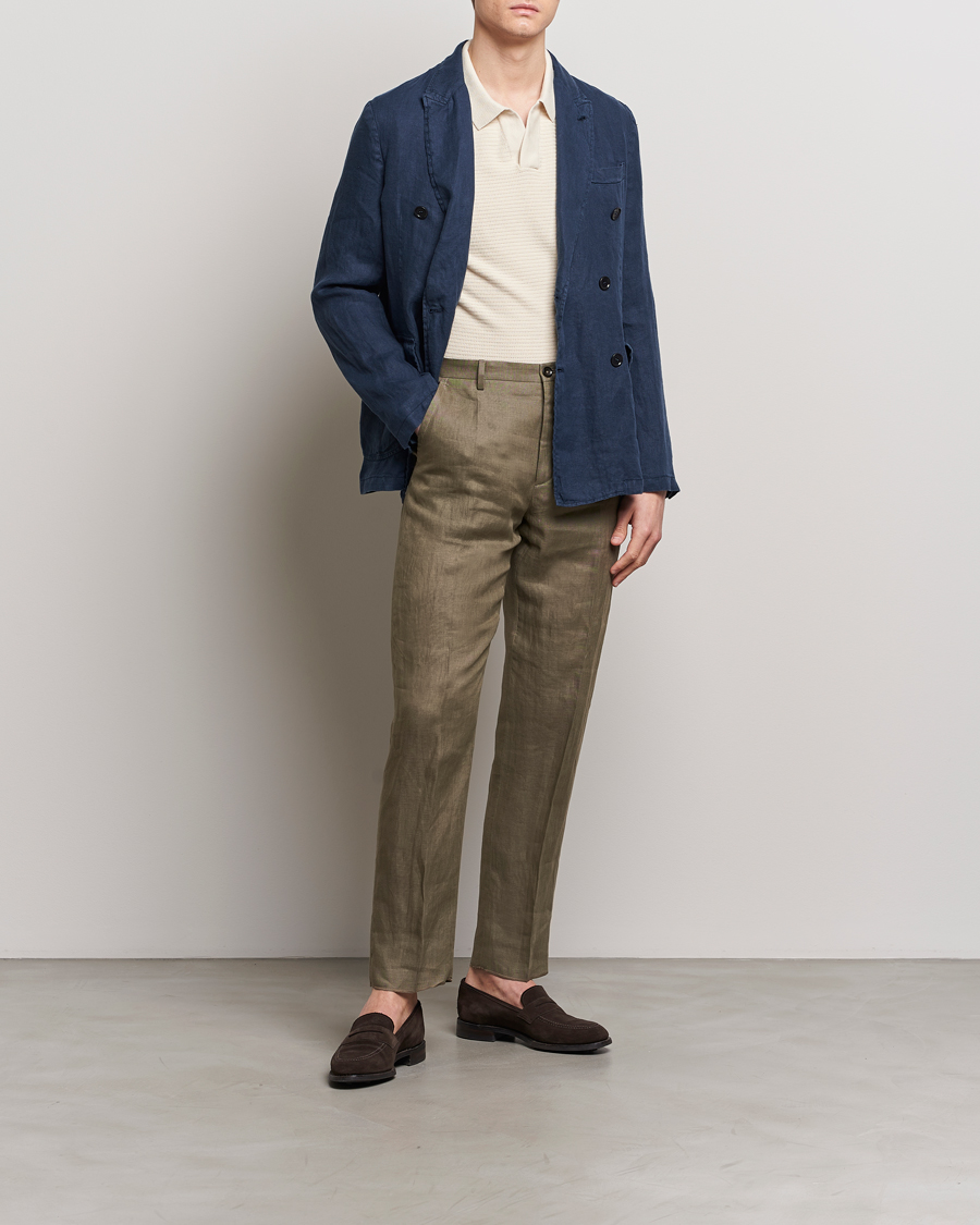 Homme | Blazers | Aspesi | Sugimoto Double Breasted Hemp Blazer Navy