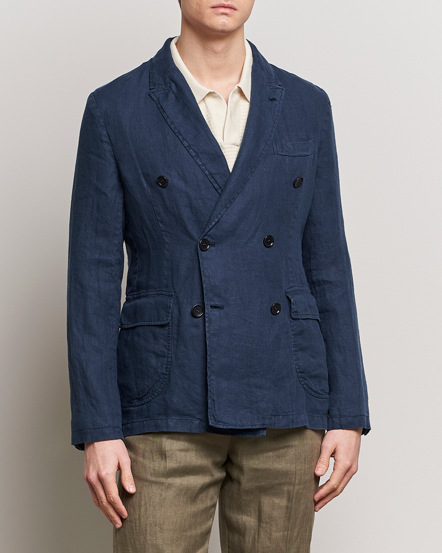 Homme | Sections | Aspesi | Sugimoto Double Breasted Hemp Blazer Navy