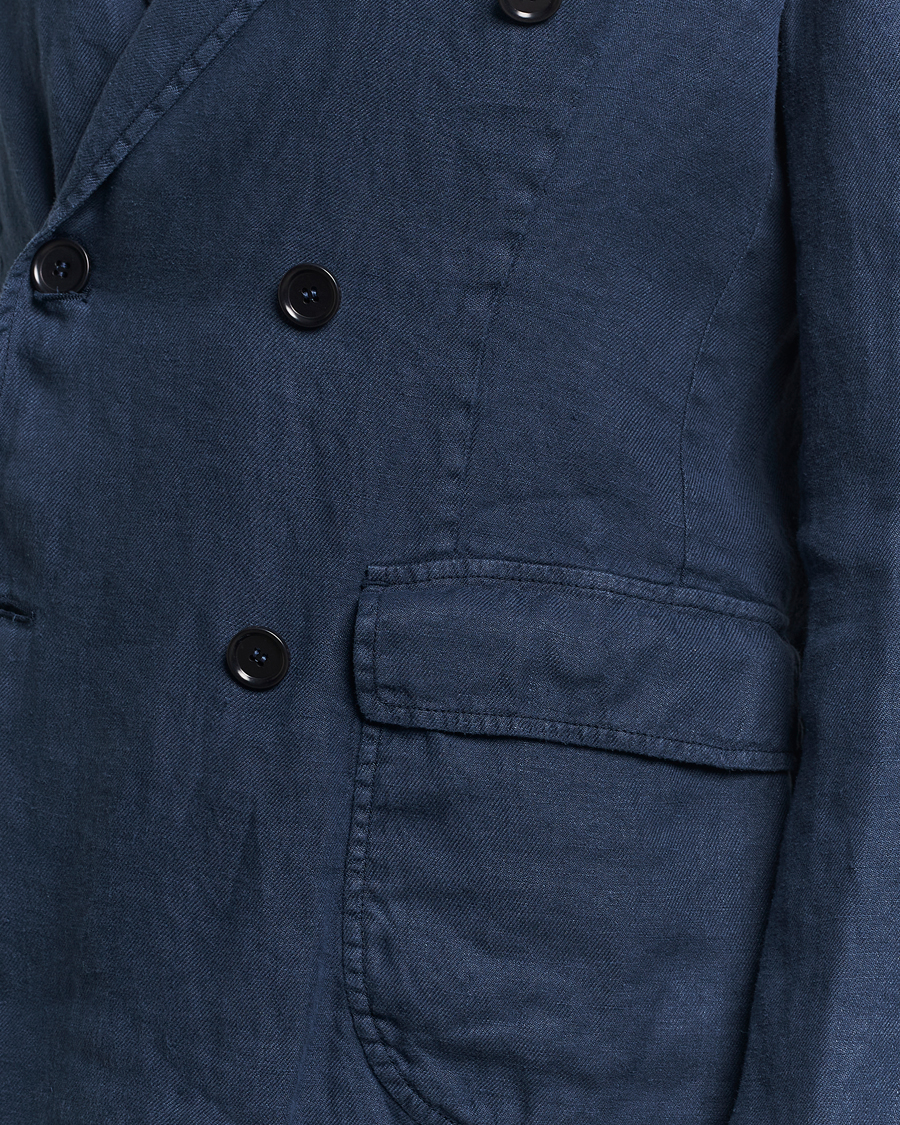 Homme | Blazers | Aspesi | Sugimoto Double Breasted Hemp Blazer Navy