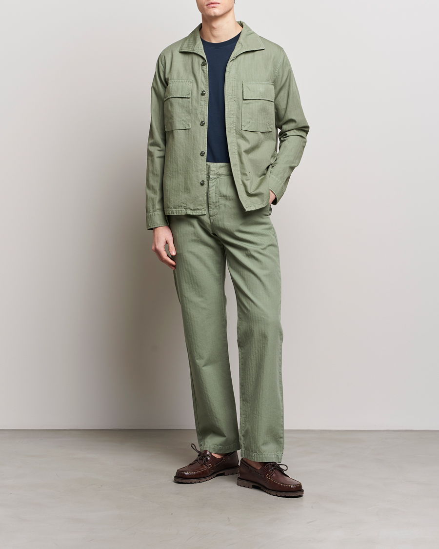 Homme | Pantalons | Aspesi | Cotton Herringbone Pants Sage