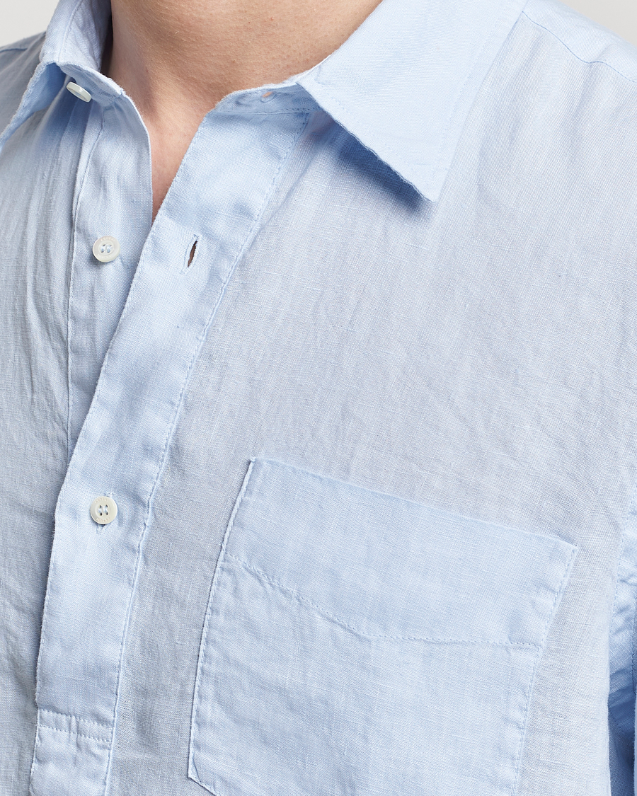 Homme | Chemises | Aspesi | Linen Popover Shirt Light Blue