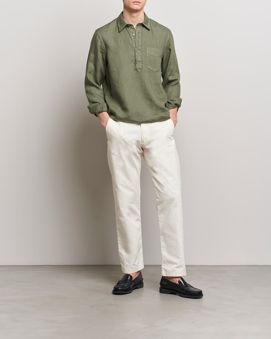 Homme | Chemises | Aspesi | Linen Popover Shirt Military